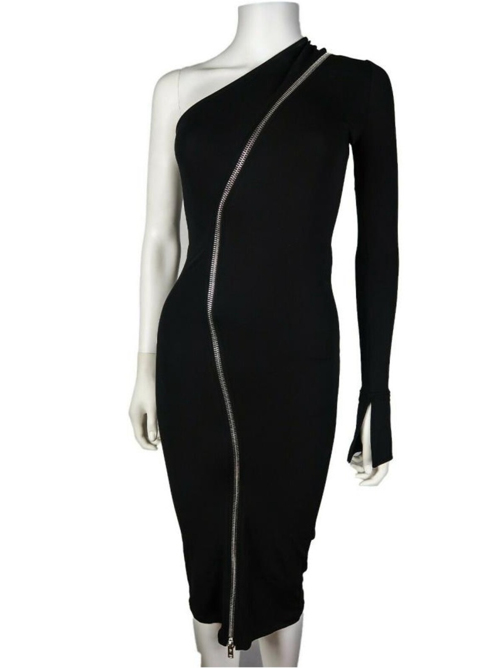 Givenchy Black One-Shoulder Asymmetric Zipper Dress